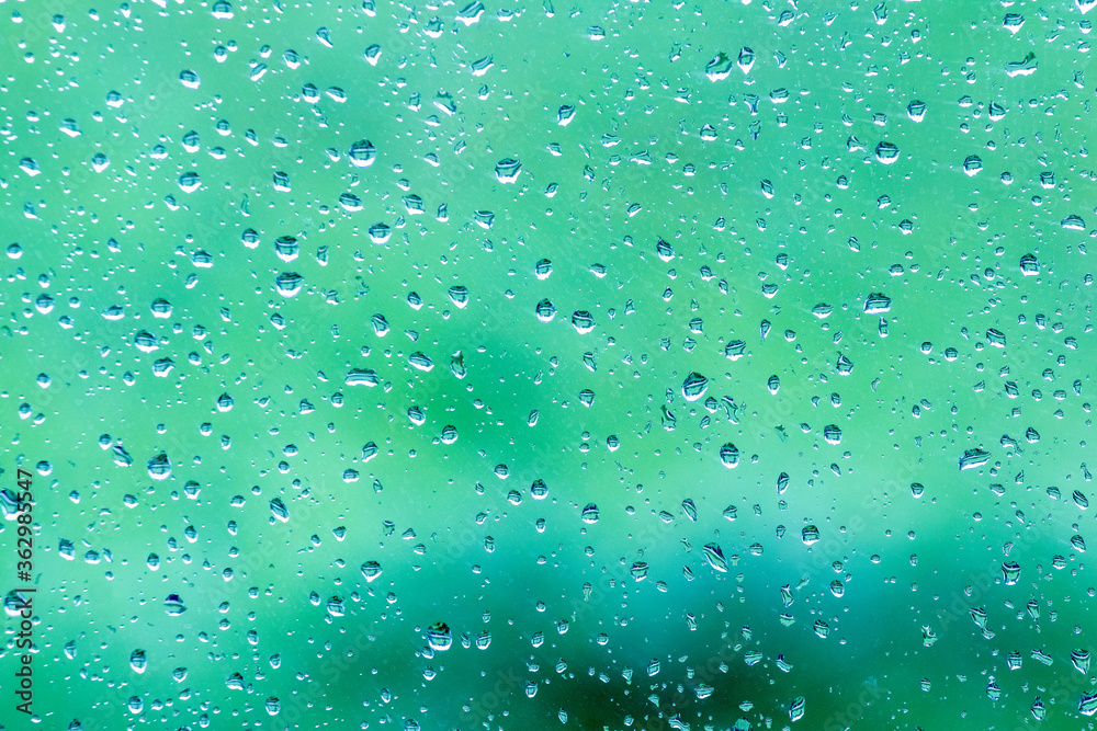 Drops of water on the glass during the rain