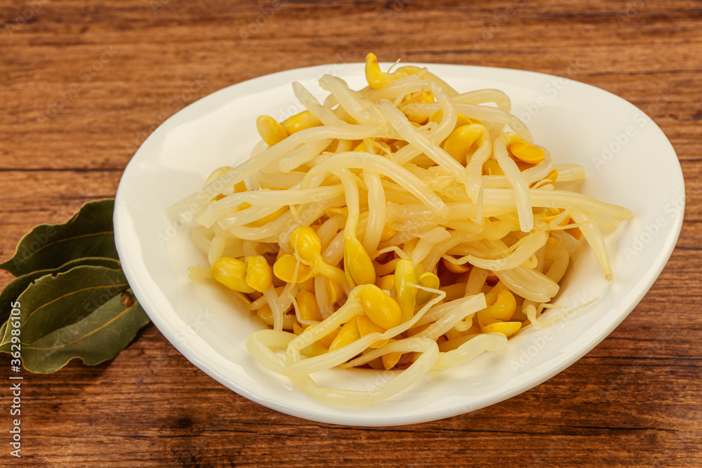 Soy sprout heap in the bowl