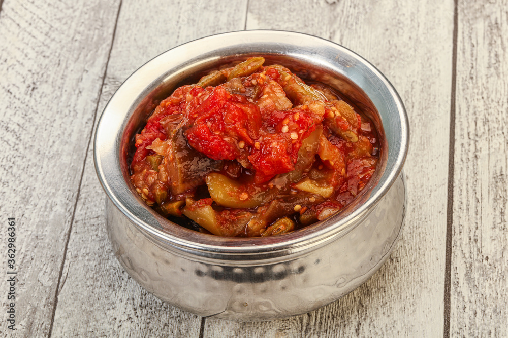 Caucasian vegan cuisine - ajapsandali with vegetables Caucasian vegan cuisine - ajapsandali with vegetables