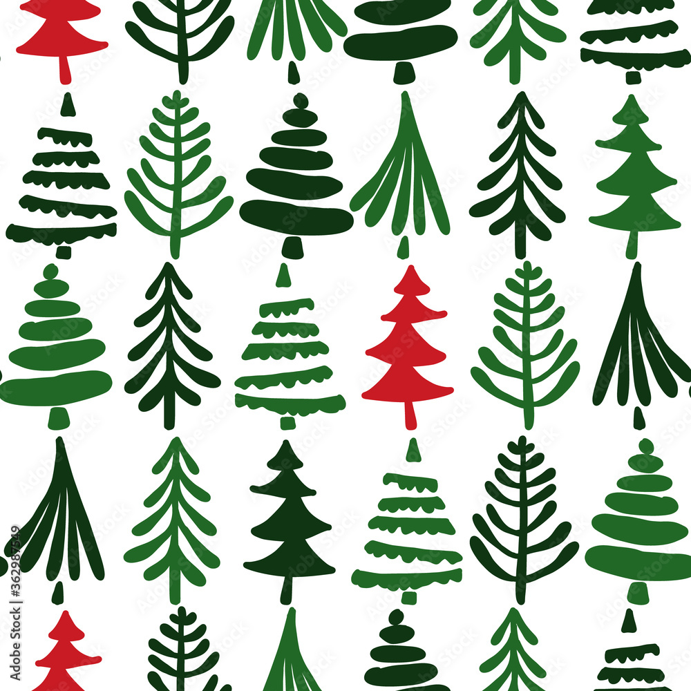 Seamless pattern with hand drawn сhristmas tree. Abstract doodle drawing winter wood. Vector art holidays illustration Seamless pattern with hand drawn сhristmas tree. Abstract doodle drawing winter wood. Vector art holidays illustration