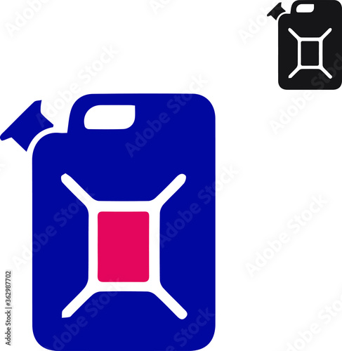 Jerry can colour canister diesel handle flat cap jug vector icon. Produce machine gallon gas fuel. Car container motor oil