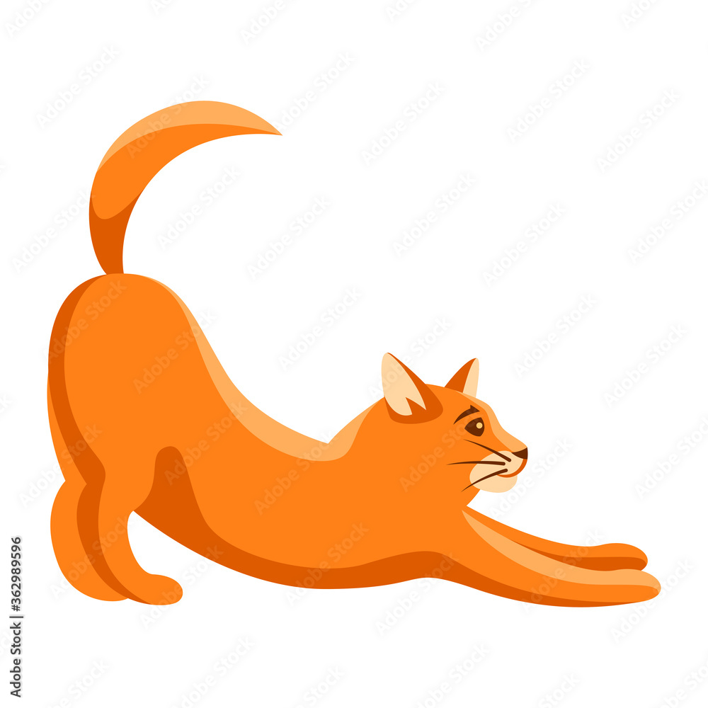 Fototapeta premium Stylized illustration of stretching cat.