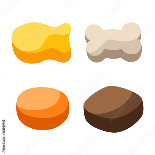 Set or dry food for cats or dogs.