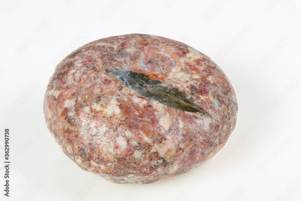 Tasty head pork meat over white background Tasty head pork meat over white background
