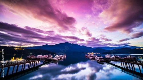 Time-lapse movie of Taiwan's Sun Moon Lake at night