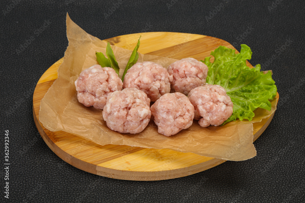 Homemade raw pork minced meatball for cooking Homemade raw pork minced meatball for cooking