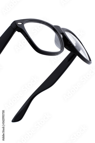 Obraz na płótnie Black glasses with transparent lenses isolated on white background w salonie