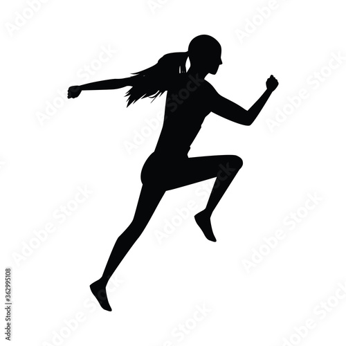 silhouette of athletic woman running