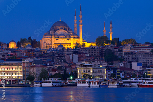 Suleymaniye Mosque at the twilight, Istanbul, Turkey.