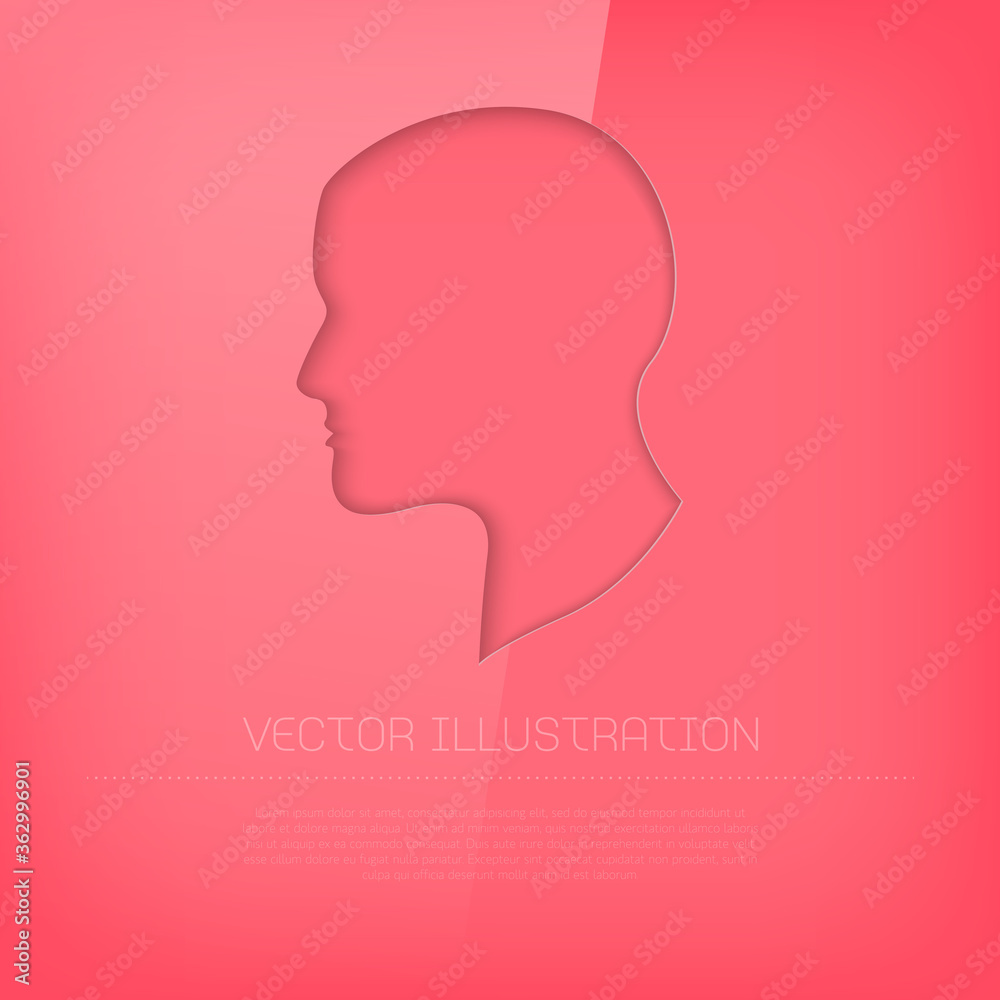 vector paper card with human head profile cutout