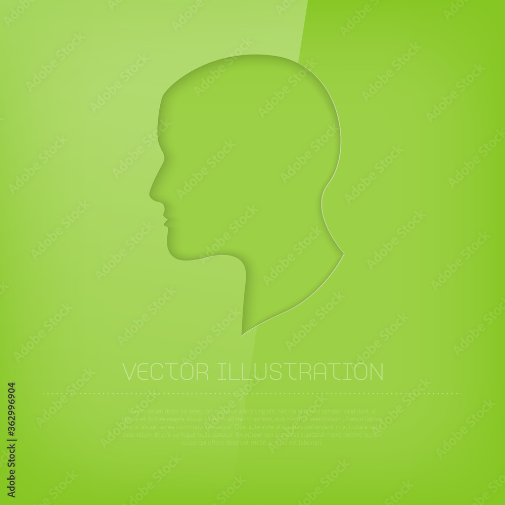 vector paper card with human head profile cutout vector paper card with human head profile cutout