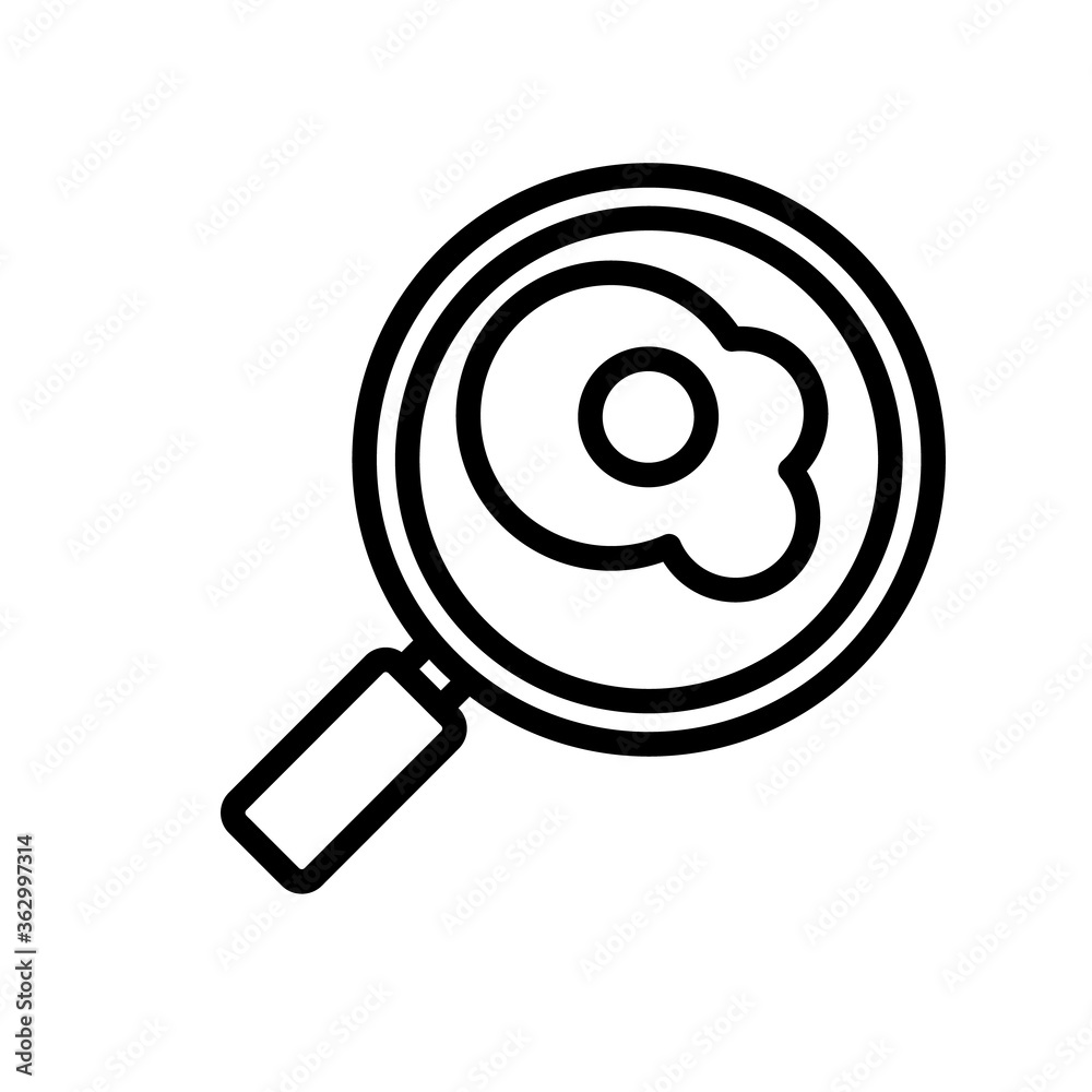 Fried egg simple black and white outline icon. Flat vector illustration. Isolated on white background. Fried egg simple black and white outline icon. Flat vector illustration. Isolated on white background.