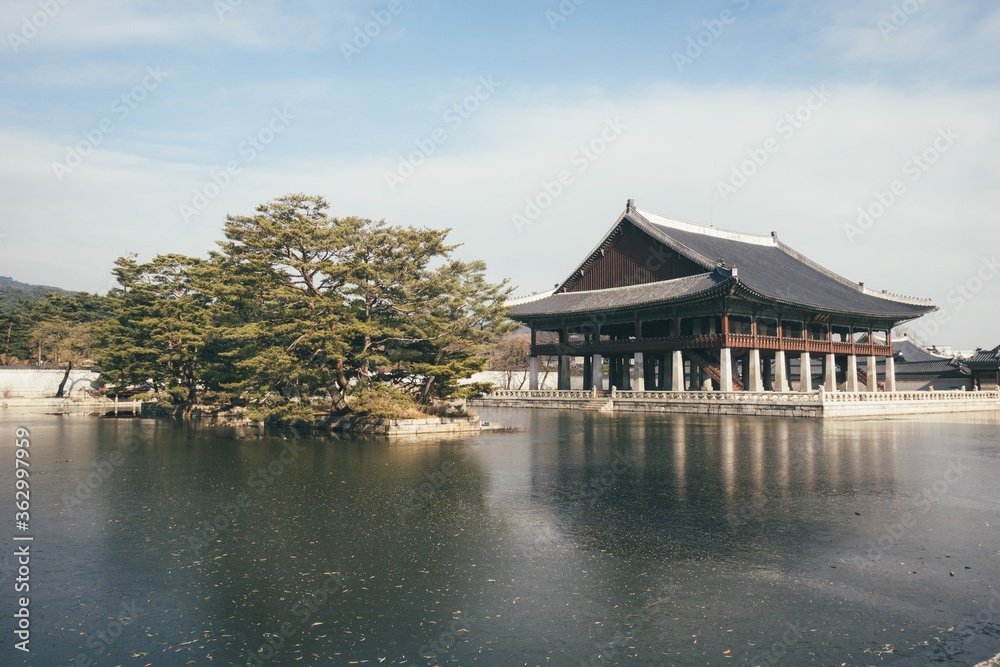 SEOUL, KOREA, SOUTH - Dec 02, 2017: Icy Gyeongbokgung