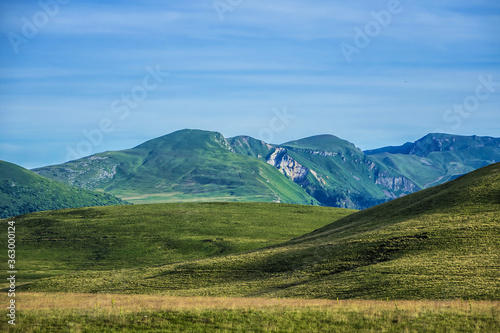 Beautiful highland landscapes in Volcans d'Auvergne regional Natural Park. Monts Dore - the heart of the Massif Central, Auvergne-Rhone-Alpes administrative region, France.