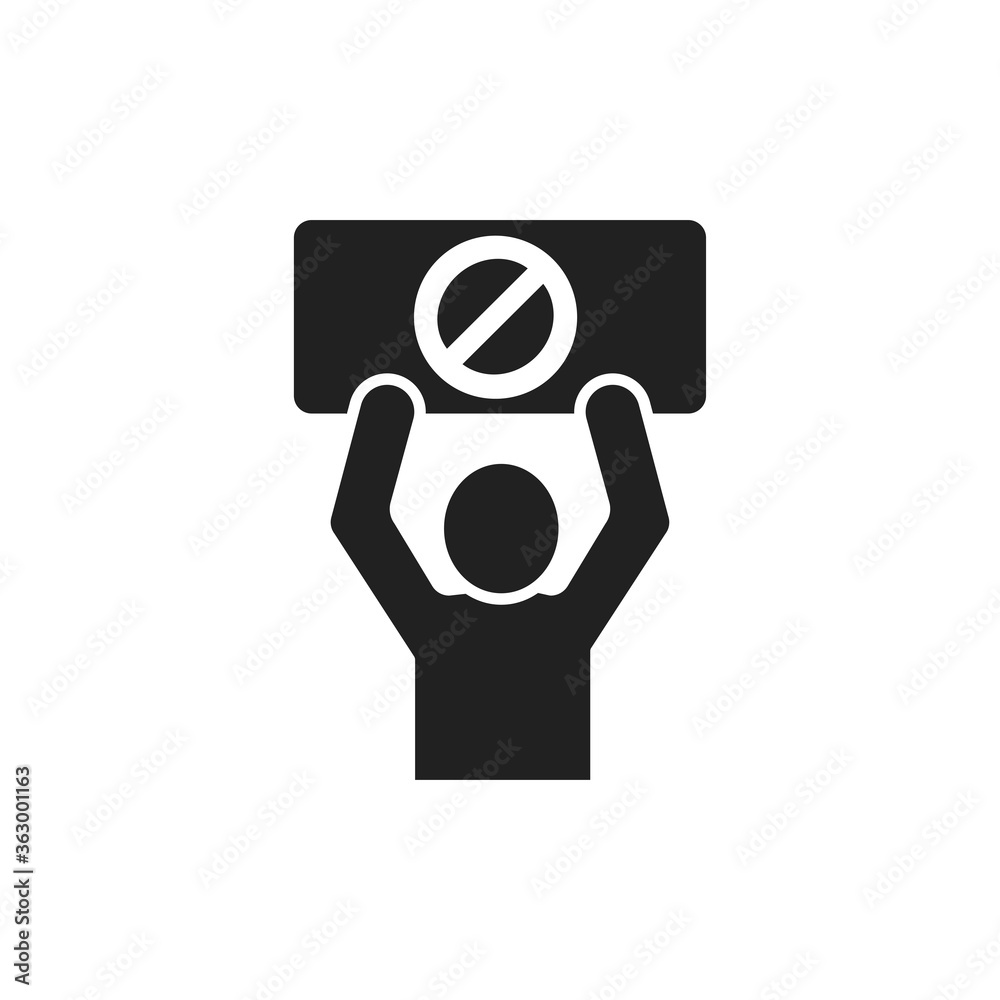 LGBT protest black glyph icon. No homofobia. Human holds rainbow nameplate with a stop sign. Discrimination concept. Pride, rights and tolerance. Sign for web page, mobile app, social media LGBT protest black glyph icon. No homofobia. Human holds rainbow nameplate with a stop sign. Discrimination concept. Pride, rights and tolerance. Sign for web page, mobile app, social media