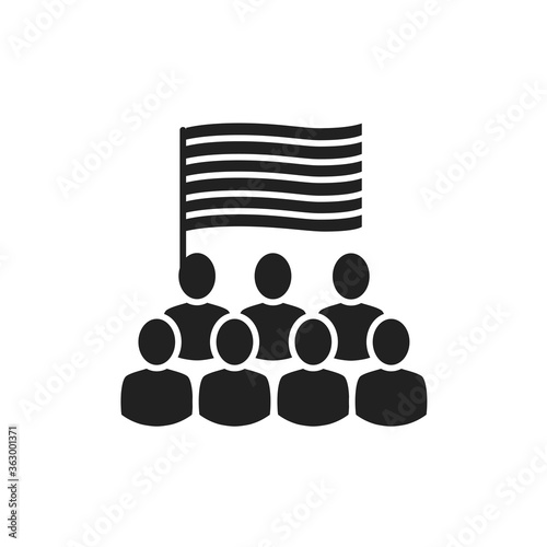Gay parade black glyph icon. Lesbian, Gay, Bisexual, Transgender activists participating in lgbtq pride. Rainbow power concept. Pride, rights and tolerance. Sign for web page, mobile app.