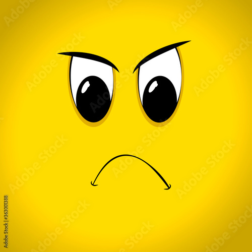 Angry emoticon yellow background. AI vector illustration emoticon.