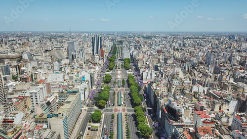 Avenida 9 de Julio y el Obelisco en la ciudad de Buenos Aires Argentina photo