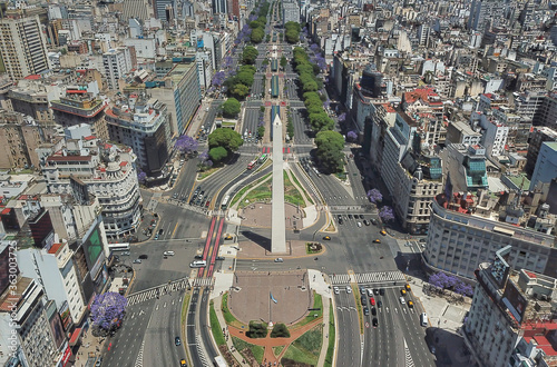 Avenida 9 de Julio y el Obelisco en la ciudad de Buenos Aires Argentina photo