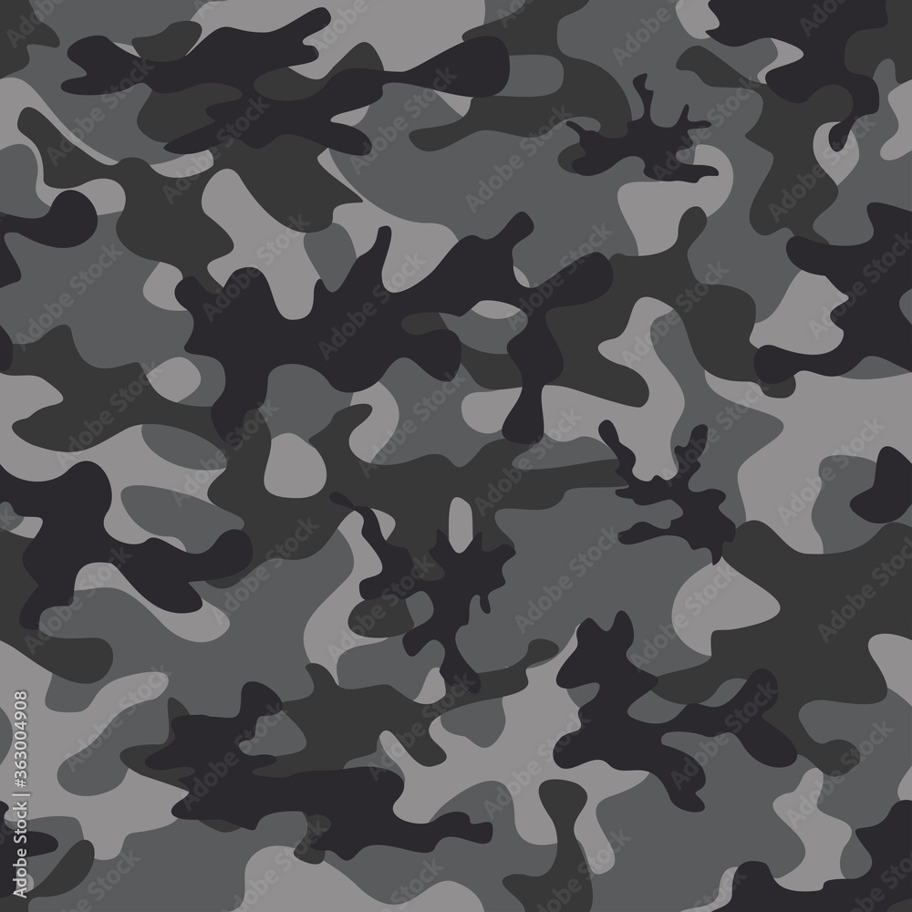Gray camouflage seamless pattern for print on clothes, fabric. Modern design. Vector background Gray camouflage seamless pattern for print on clothes, fabric. Modern design. Vector background