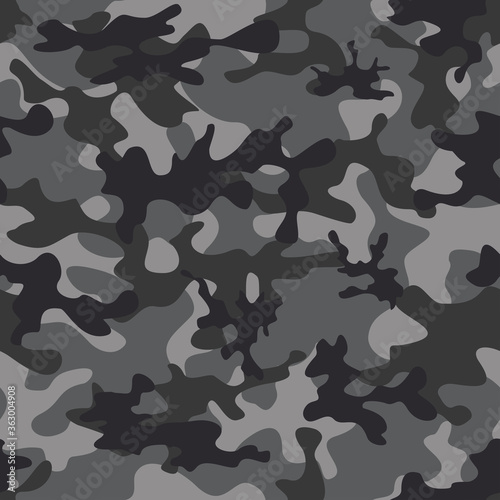 Gray camouflage seamless pattern for print on clothes, fabric. Modern design. Vector background