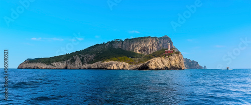 The lighthouse at Punta Carena standing firm on the south west tip of the island of Capri  Italy