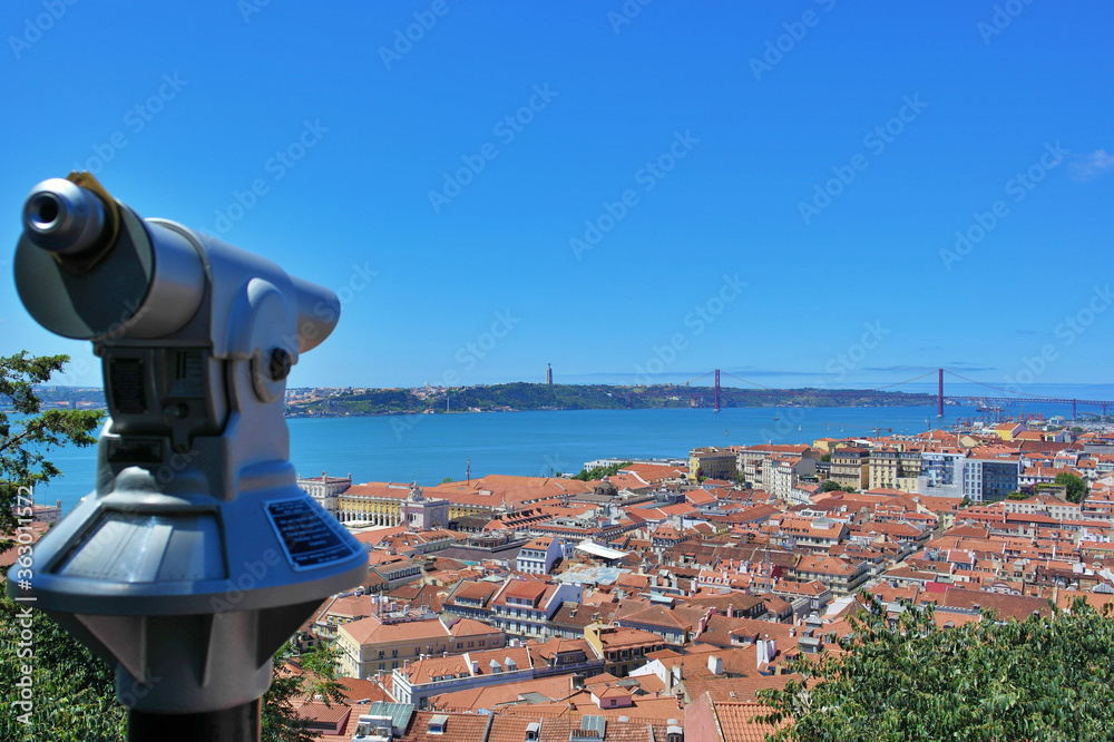 View over the tagus river and the bridge, Lisbon, Portugal