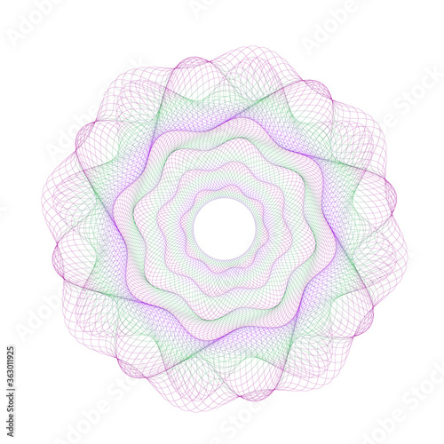 Watermark ,Guilloche rosetta  , design for  background for certificate, 