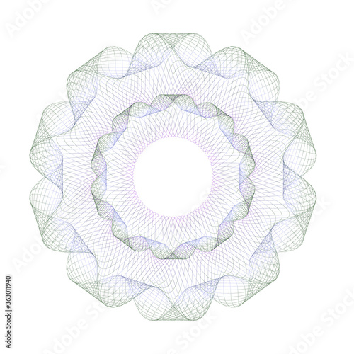 Watermark ,Guilloche rosetta , design for background for certificate, 