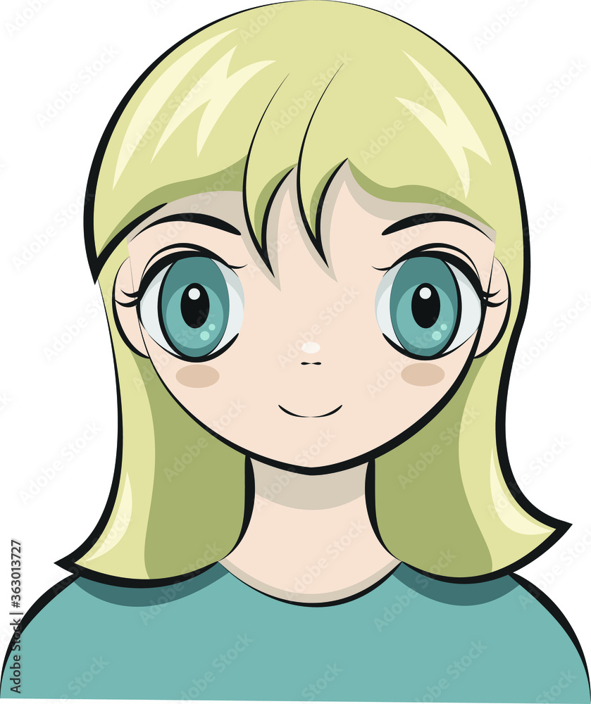 Fototapeta premium Anime blond girl avatar vector