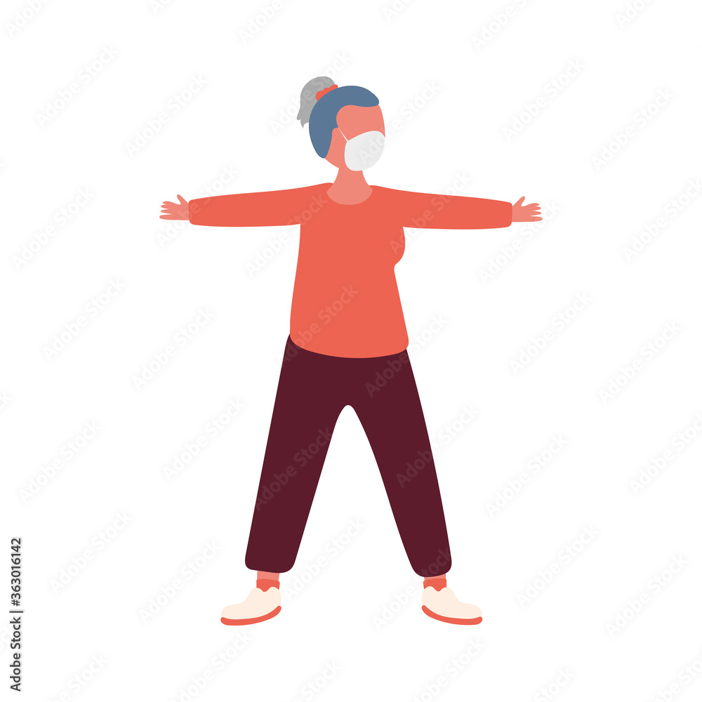 Woman with medical mask vector design