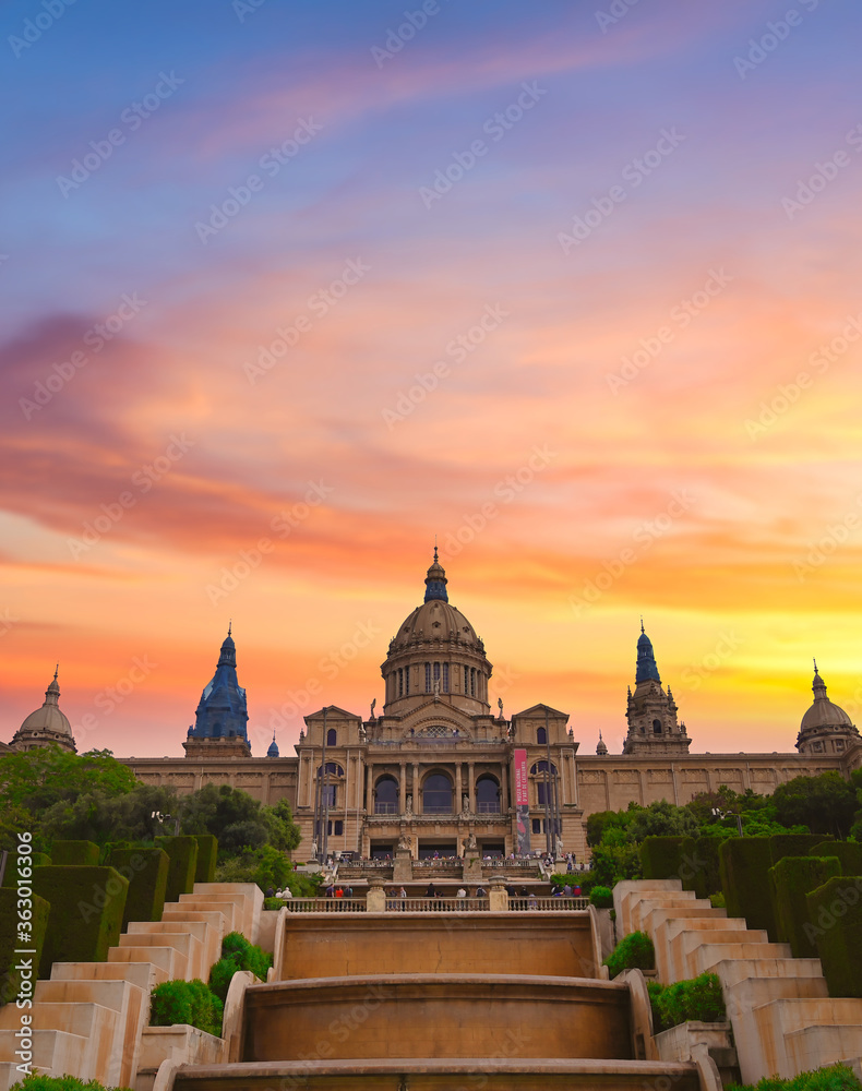 The Palau Nacional, or National Palace, in Barcelona, Spain