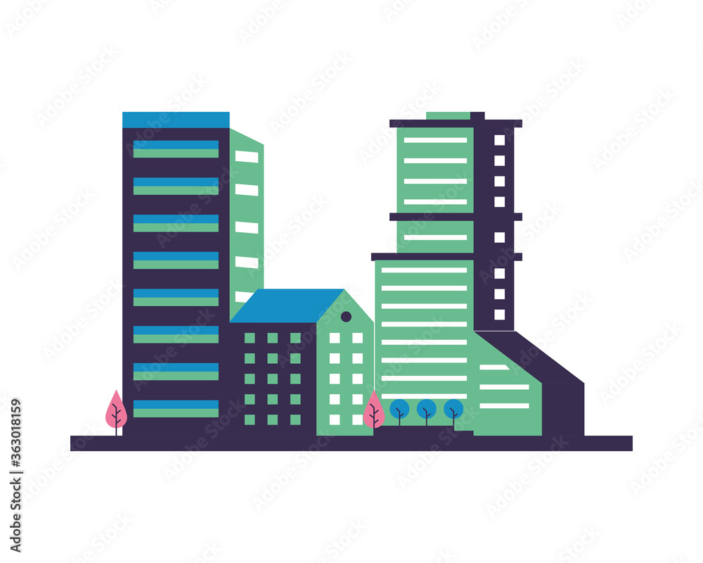 Obraz premium buildings constructions with trees city scene