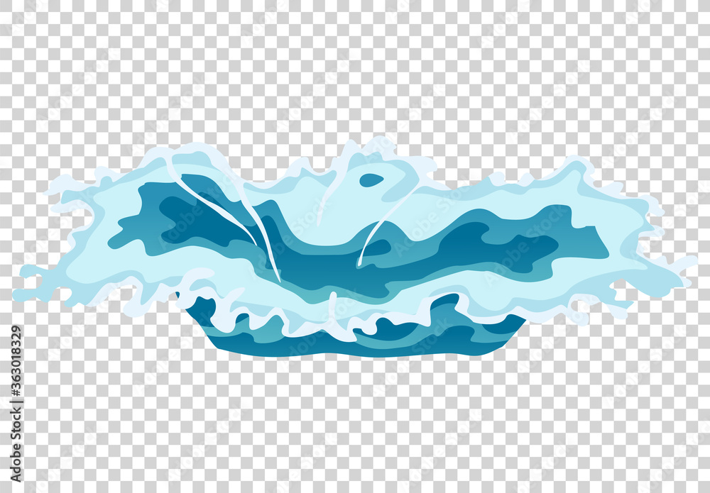Vector frame water splash for game animation. Water explosion special effect fx animation frame on transparent background