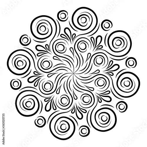 Round vector pattern mandala for meditation. Isolated circle decoretive elements for design, patterns, illustrations.
