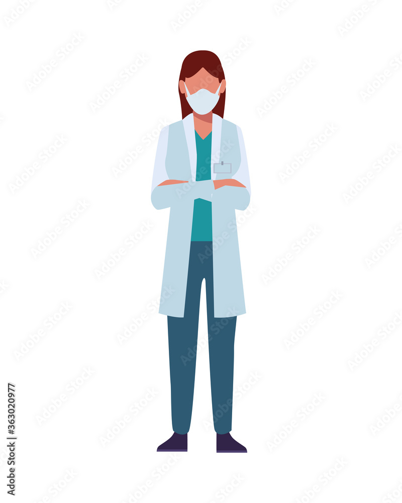 young female doctor wearing medical mask character young female doctor wearing medical mask character