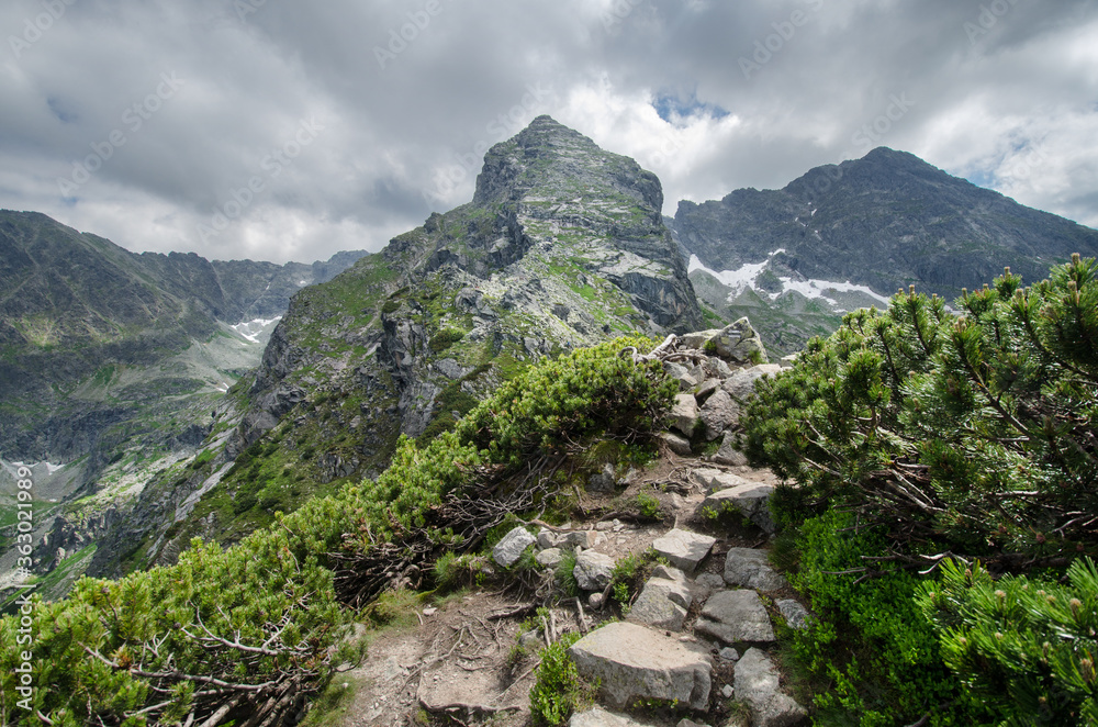 View of Mount Kościelec form Karb Pass, Tatra Mountains, Poland