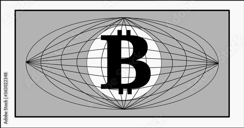 the emblem of the invented banknote currency bitcoin illustration