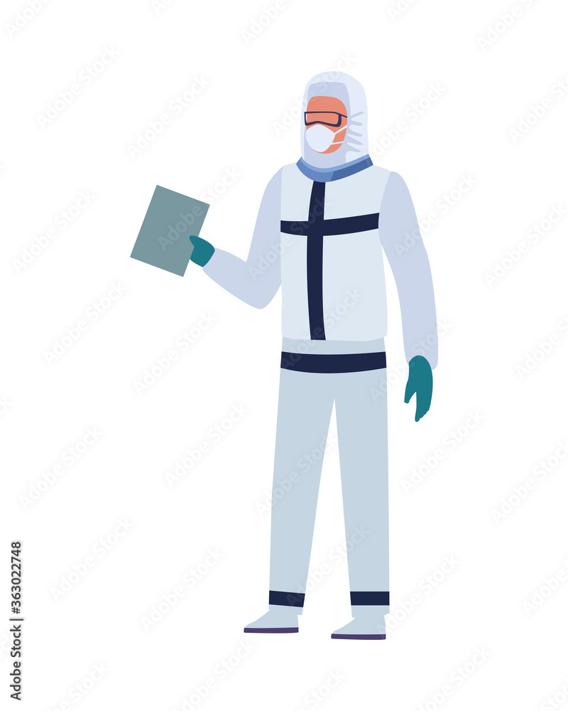 professional doctor wearing biosafety suit character