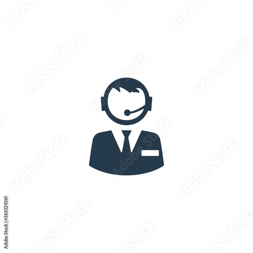 Call center operator icon illustration. Customer service sign. © Elmin