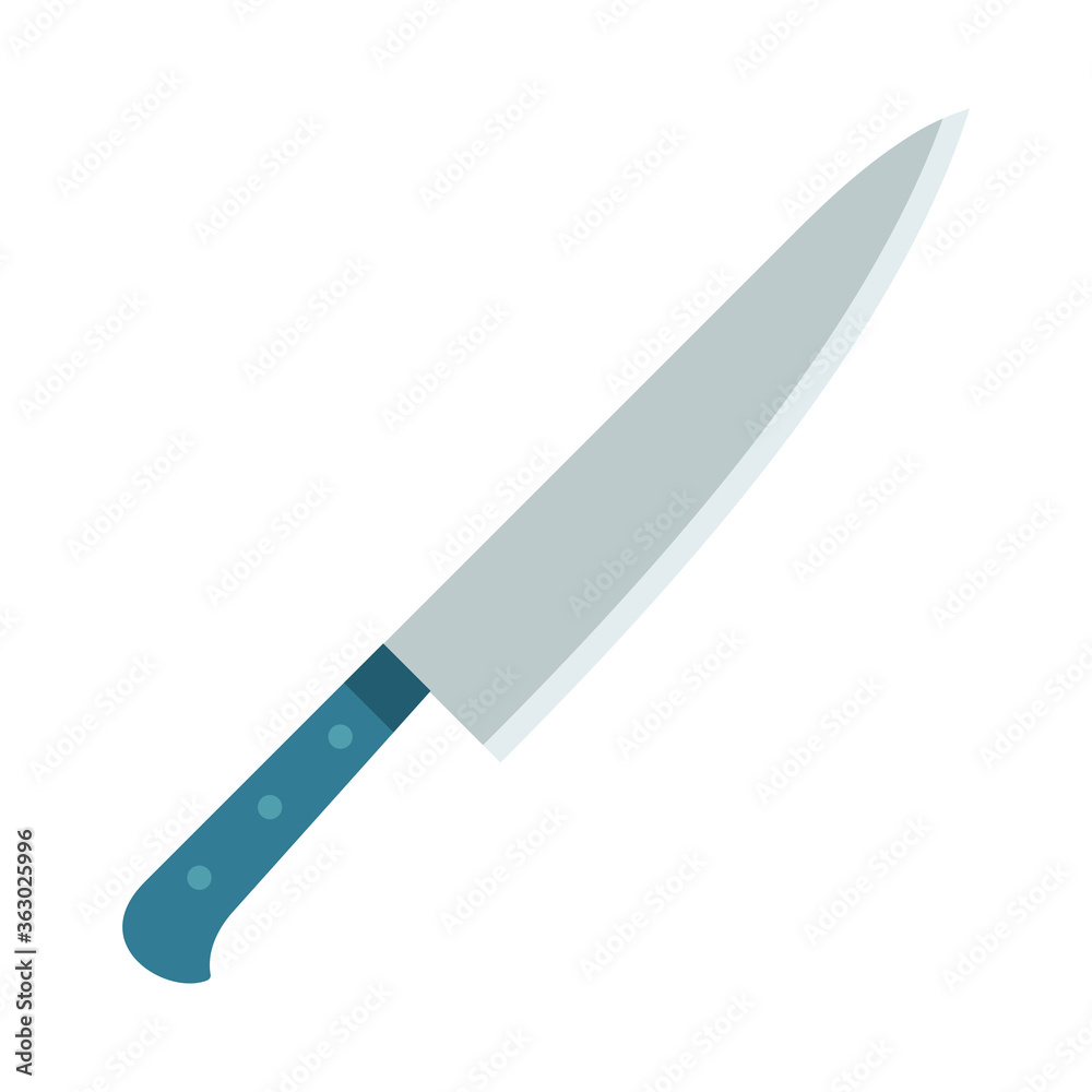 Kitchen knife with a wide blade vector flat isolated on white Kitchen knife with a wide blade vector flat isolated on white