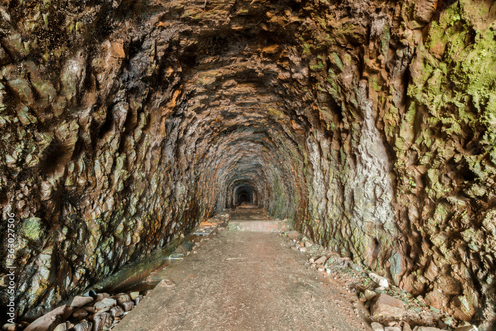 Abandoned Mining Tunnel near Davenport Old Pier. Davenport, Santa Cruz County, California, USA.