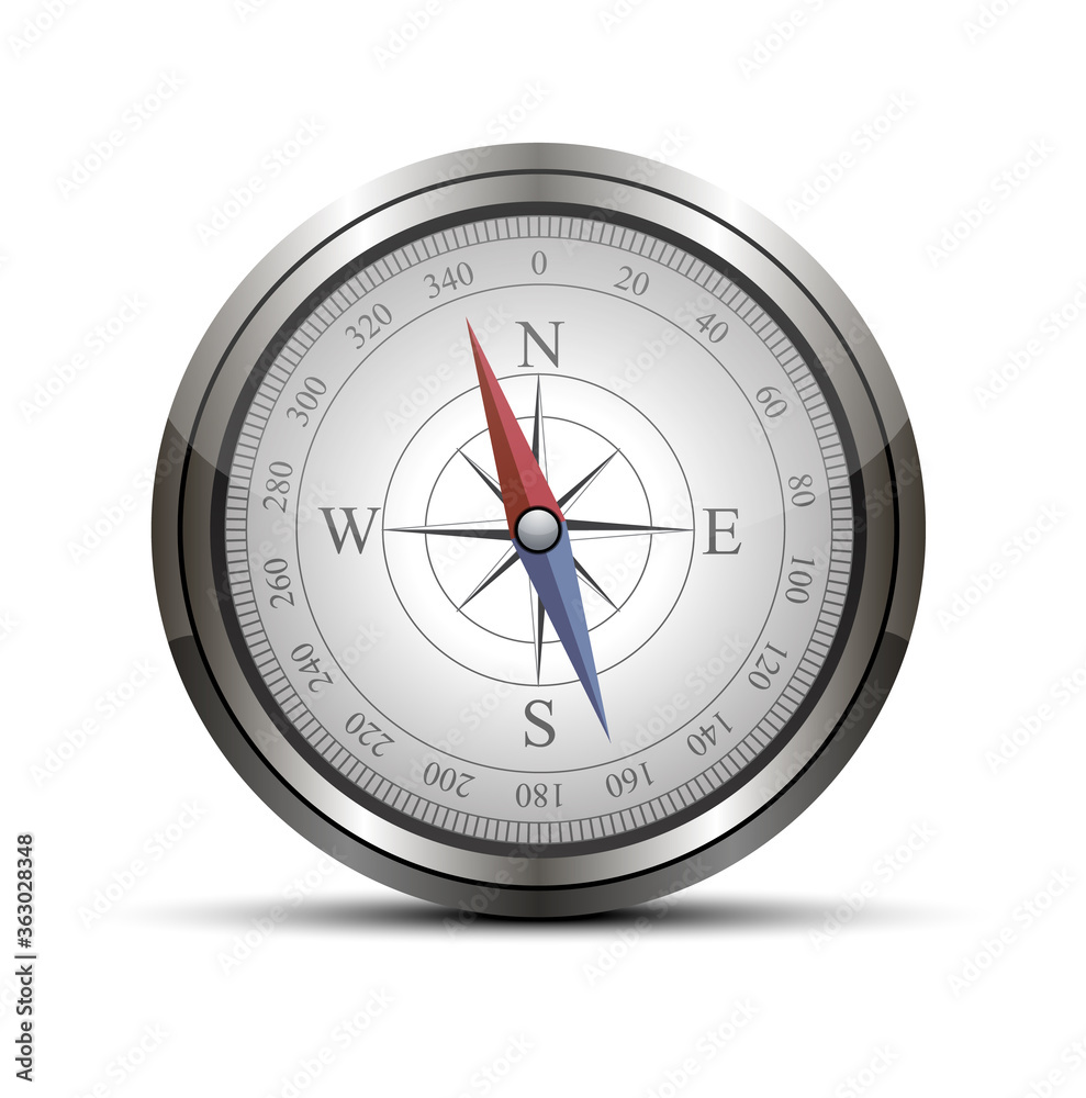 Vector detrailed compass isolated on white background.