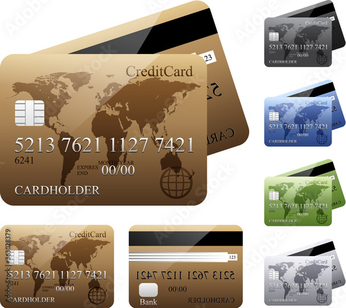 Vector set of credit cards
