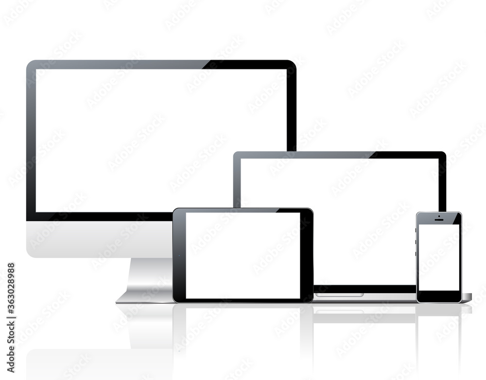 Vector device set isolated on white background.