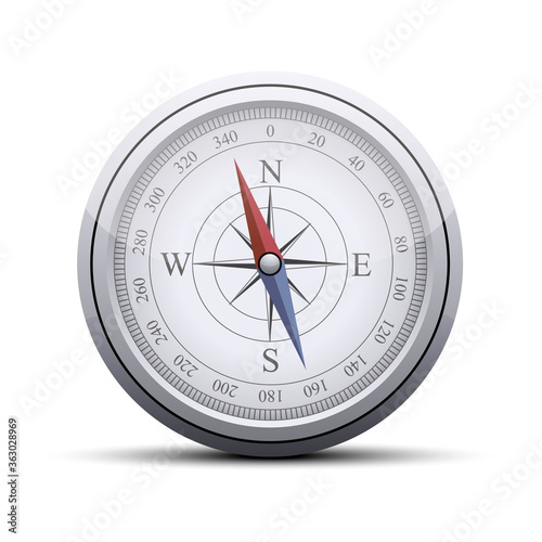 Vector compass isolated on white background.