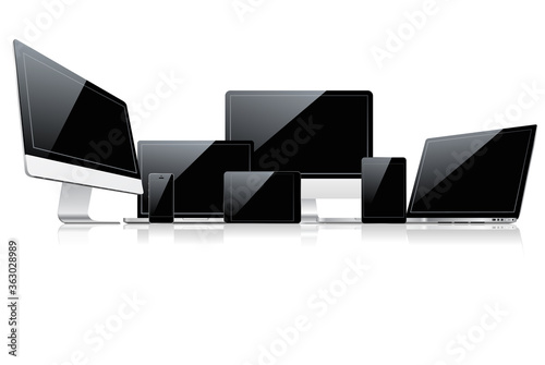 Device set isolated on white background.