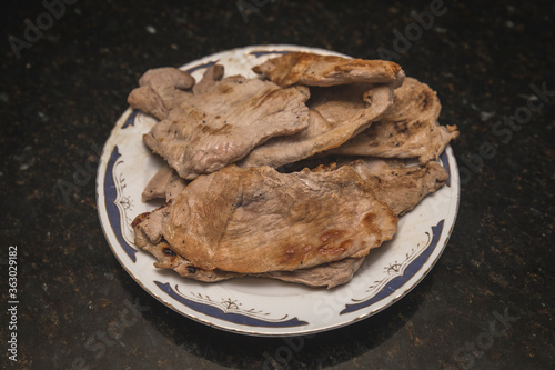 Iberian pork meat dish, selected meat.