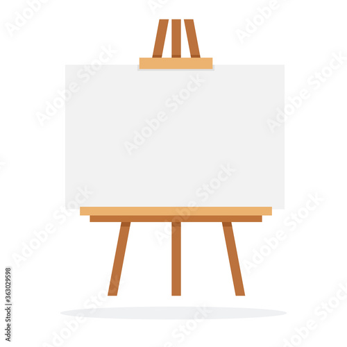 Wooden easel with whiteboard vector flat isolated
