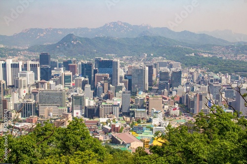 Aerial view of the buildings in Seoul district  South Korea